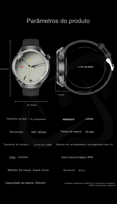 ElegaTech PrecisionWear Smartwatch Parâmetros