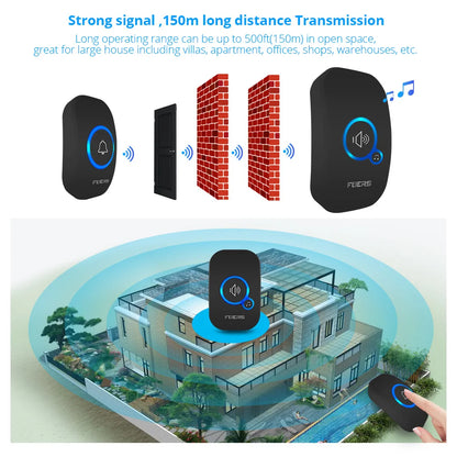 Fuers M557 Wireless Doorbell 433Mhz Home Welcome Smart Doorbell 150M Long Wireless Distance 32 Songs Home Welcome Door Chimes