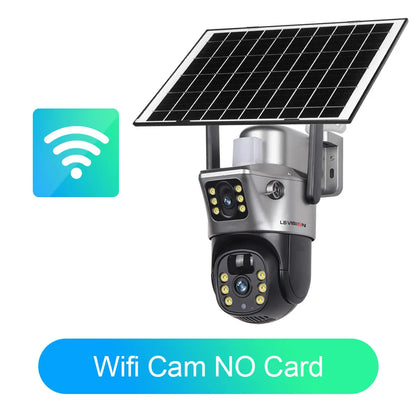 LS VISION Solar Camera 4G Sim Outdoor Dual Lens WiFi 8MP 4K IP Camara Solar Panel CCTV Security Built in Battery PIR Cam V380