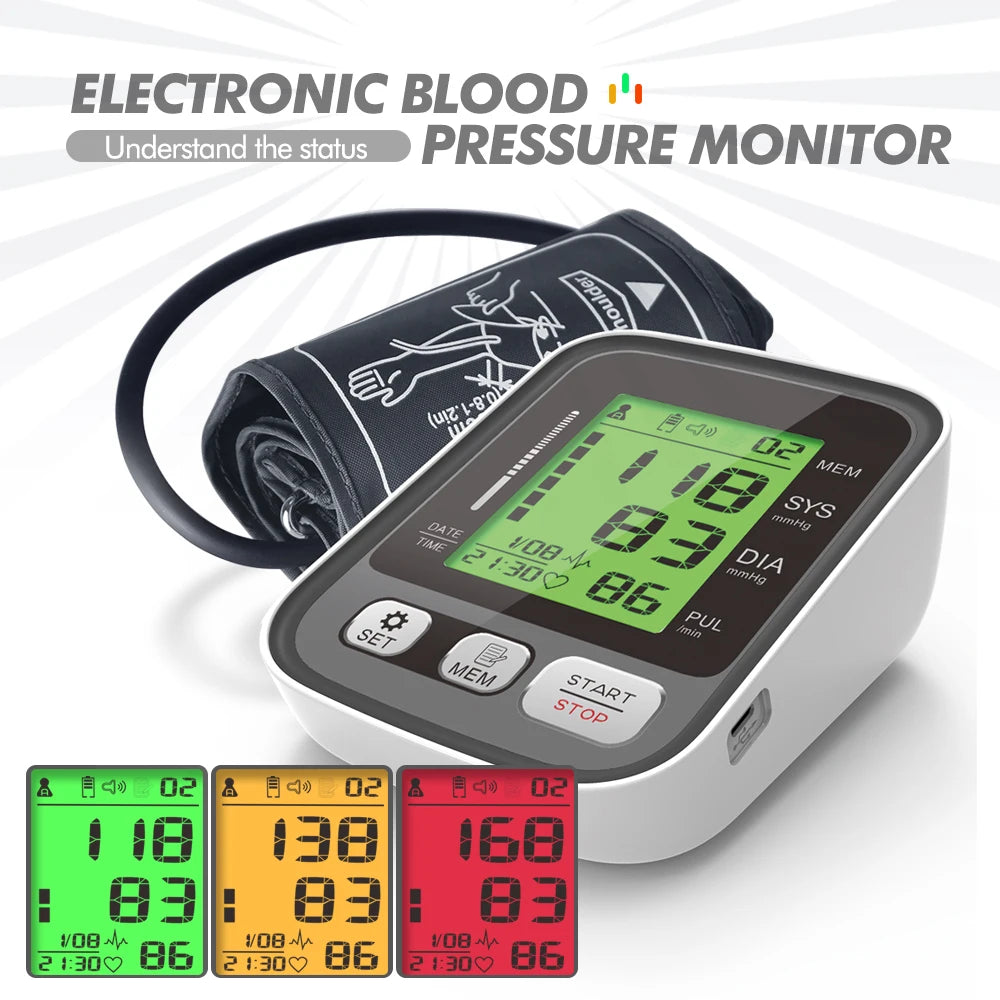 KIUZOU Upper Arm Automatic Blood Pressure Monitor BP Sphygmomanometer Pressure Meter Tonometer for Measuring Arterial Pressure