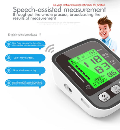 KIUZOU Upper Arm Automatic Blood Pressure Monitor BP Sphygmomanometer Pressure Meter Tonometer for Measuring Arterial Pressure